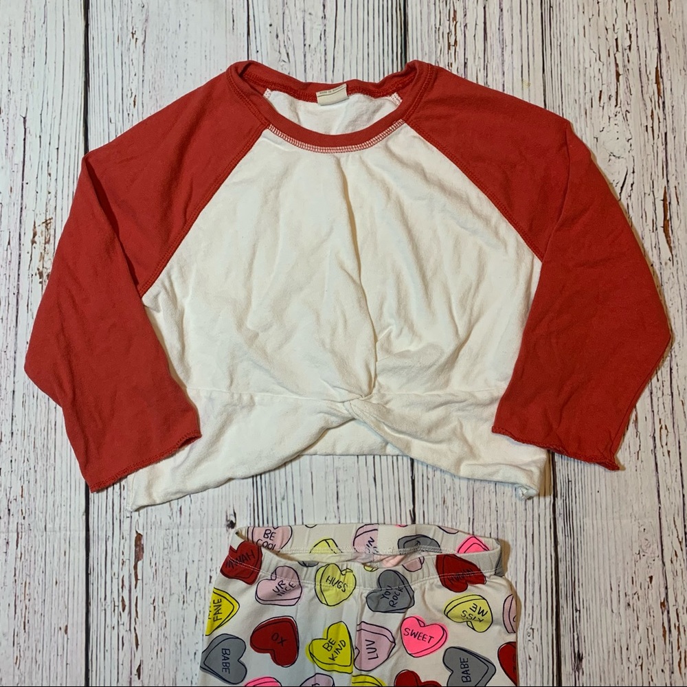 Zara Girls Red and White Knot Baseball Tee